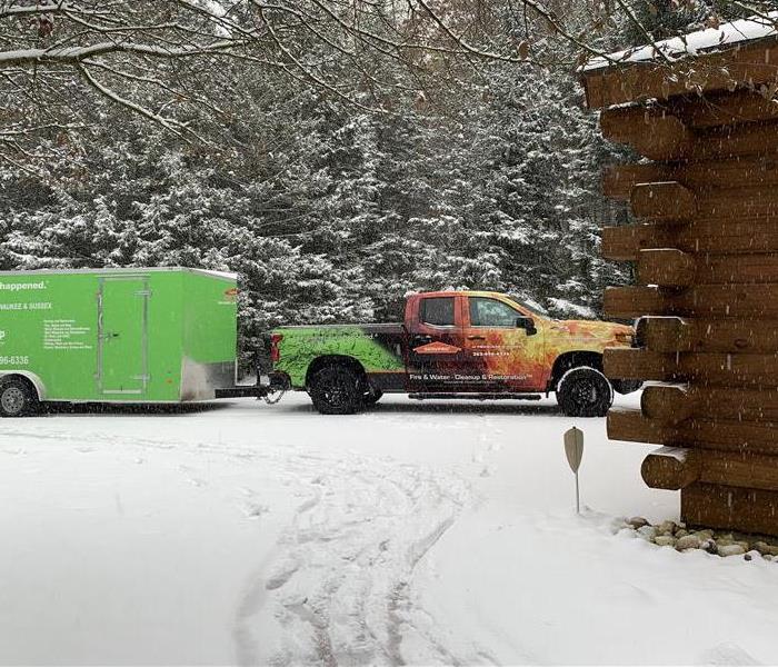 SERVPRO Truck in Snowy Driveway